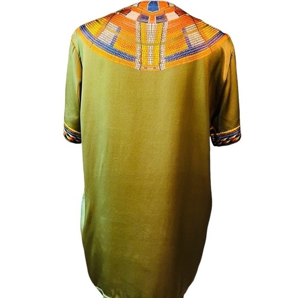 GIVENCHY WOMEN’S GORGEOUS SHORT SLEEVE SILK PULLOVER TOP SIZE XS OLIVE/GOLD - Picture 4 of 14